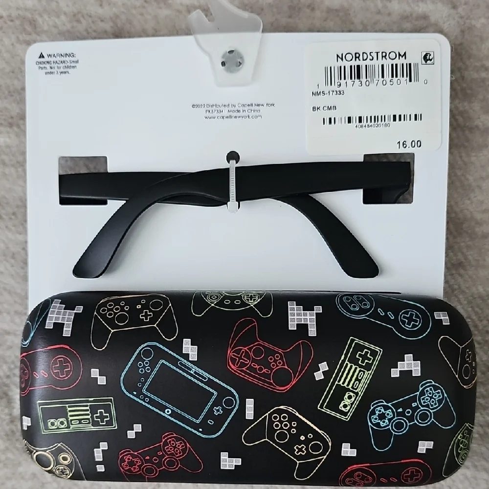 Capelli of New York Kids Black Sunglasses with Game Controller Hard Case